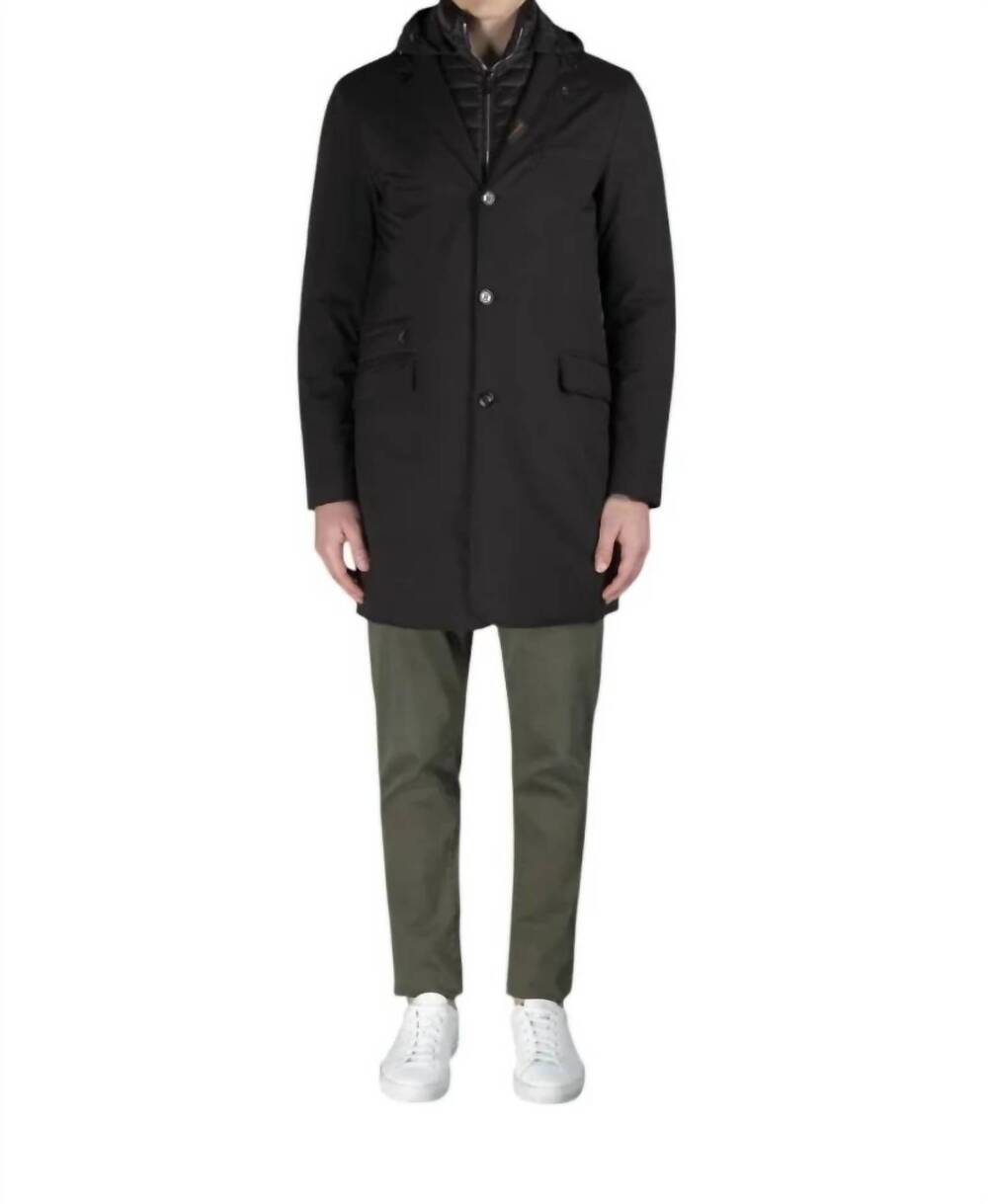 NEW MOORER redon mid-length hooded jacket in nero